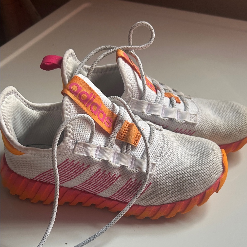 Adidas Kids' White, Pink, and Orange Sneakers